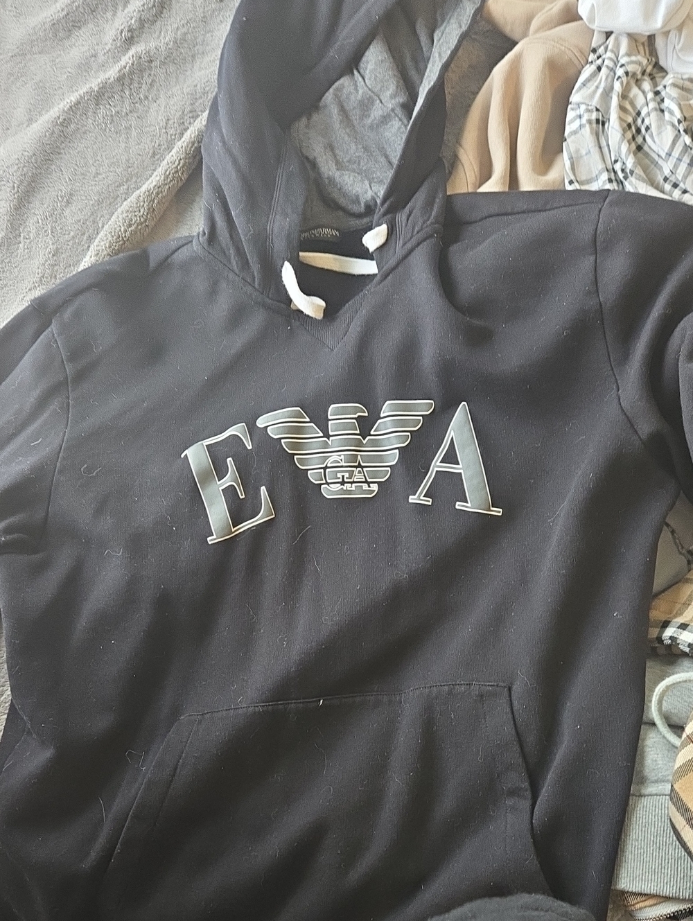 Emporio Armani Black EA Logo Pullover Hoodie